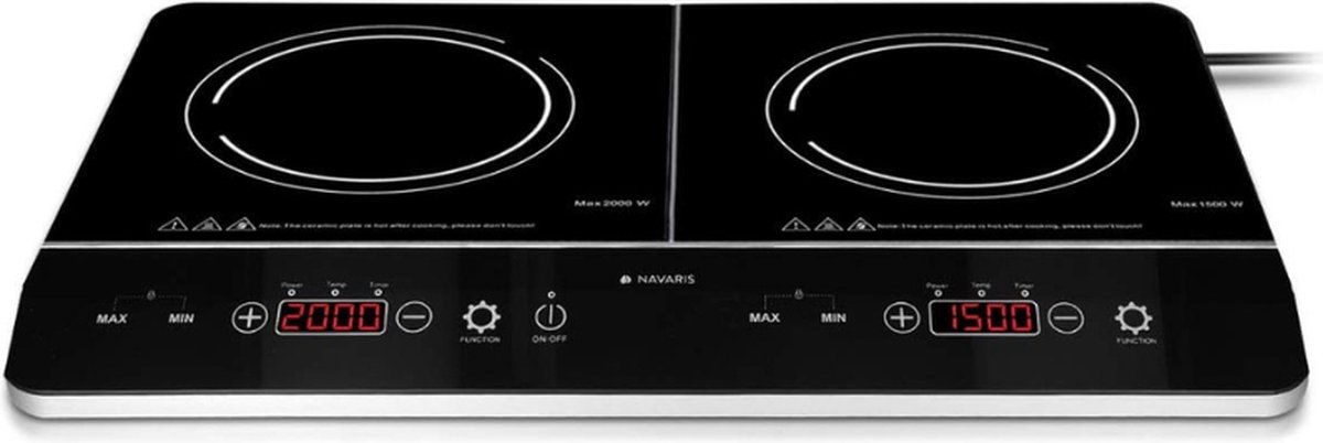 Inductie Kookplaat Vrijstaand - Dubbele 3500 W - Met Timer en Automatische Panherkenning - Touch Display - Zwart Kook efficiënt met deze dubbele inductiekookplaat. Met timer, automatische panherkenning en een handige touch display!