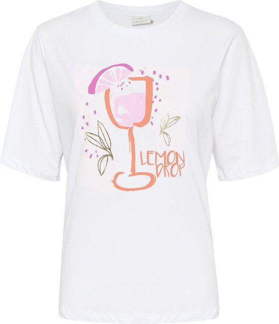 Kaffe T-shirt Kamira T Shirt 10508592 Optical White/drink Dames Maat - S