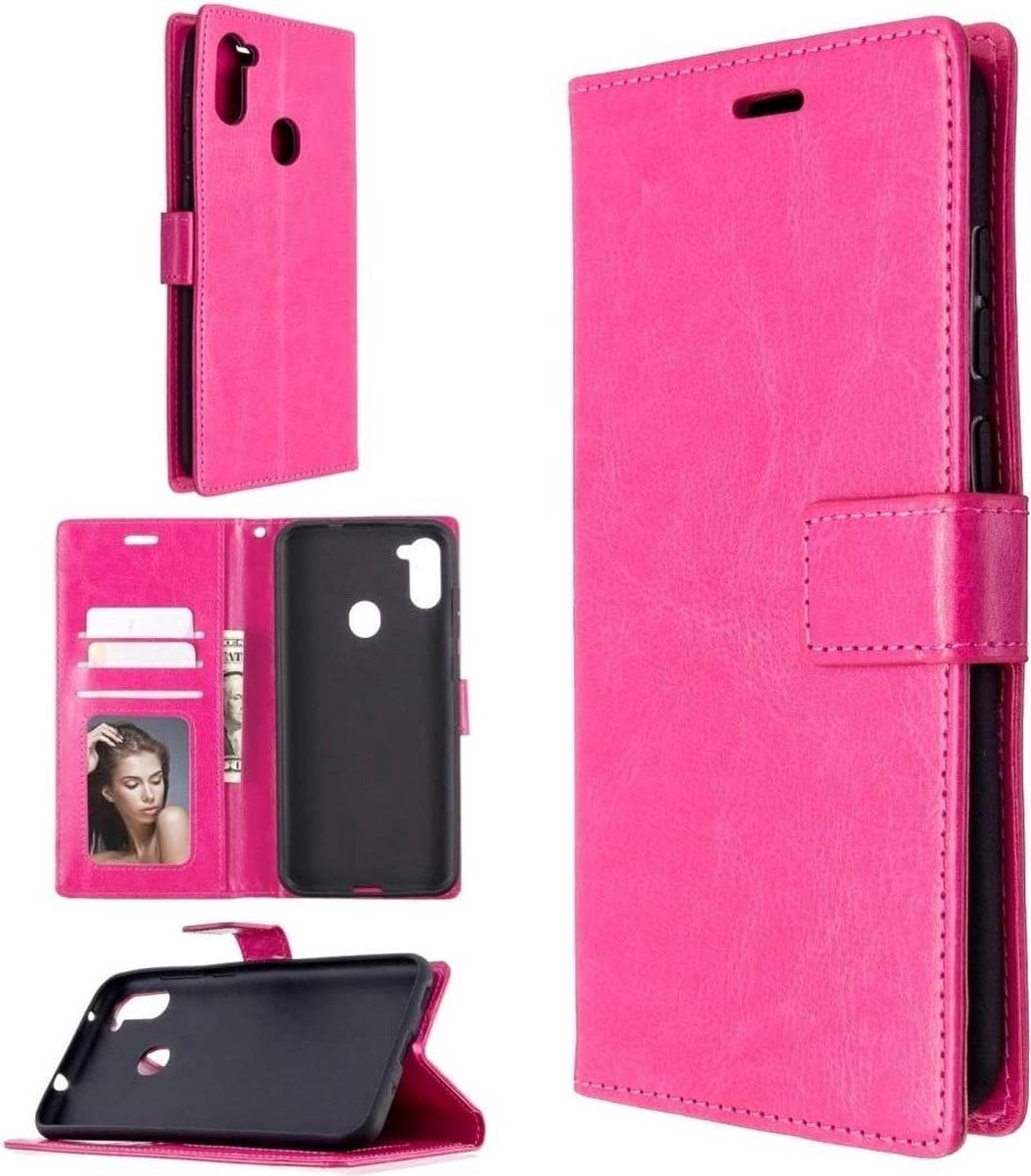 Bookcase Geschikt voor: Samsung Galaxy A11 - Roze - portemonnee hoesje