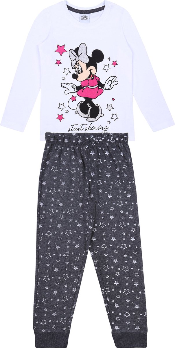 Disney Minnie Mouse DISNEY - Witte en grijze meisjespyjama met lange mouwen Wit en grizje