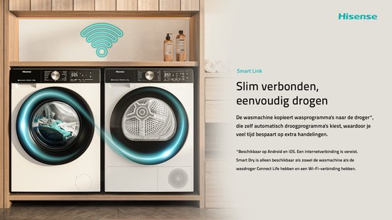 Hisense 3S Serie WF3S8043BW3/BLX - Wasmachine met Energielabel A -30% - 8kg - 72dB (A) - Steam Wash -1400 toeren - Power Wash 49' - ConnectLife - Inhoud Trommel 54 Liter