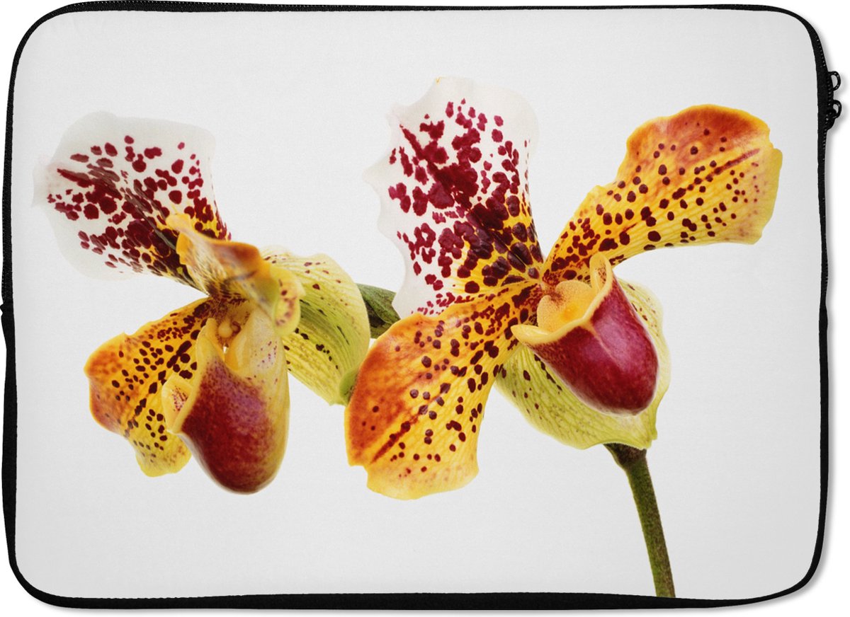 Laptophoes 13 inch 34x24 cm - Orchidee - Macbook & Laptop sleeve Oranje Orchidee - Laptop hoes met foto