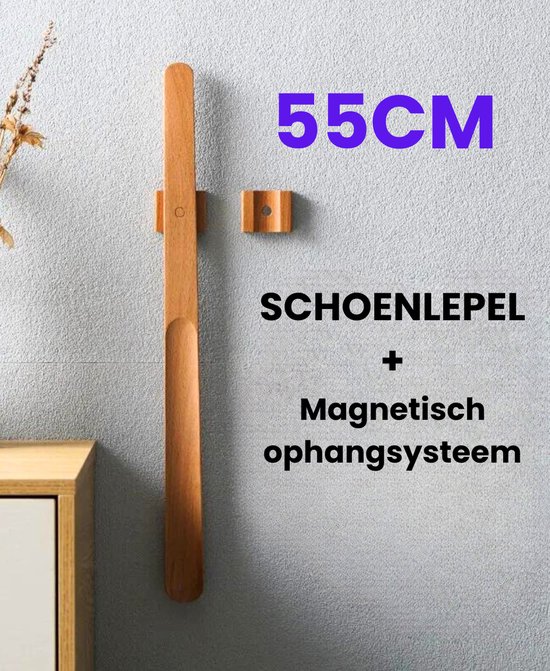 Chausse-pied long en bois - Haute qualité - Magnétique - Système de suspension - Bois