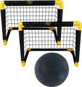 Umbro Voetbaldoel 50 x 44 x 44 cm - Voetbaldoeltjes Set van 2 met Voetbal - Voetbalgoal Opvouwbaar - Voetbal Goal Makkelijk Opbergen - Voetbal Training Goals voor Kinderen - Zwart/ Geel