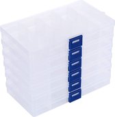 Boîte de rangement transparente 6 pièces, boîte de tri en plastique réglable avec couvercle, boîte d'assortiment réglable avec amovible pour cloisons, 15 grilles Boîtes de tri pour boîtes d'organisation