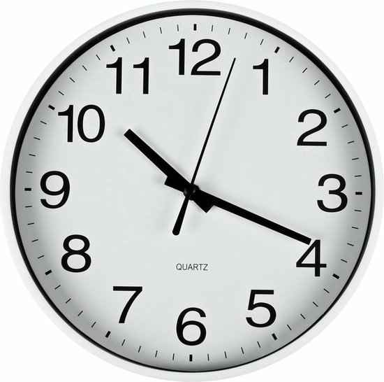 Benson Horloge murale/horloge murale - blanc - plastique - Dia 20 cm - 1x pile AA - moderne