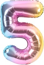 Festivz Gradient Cijfer Ballon 5 - Gradient – 81 CM - Decoratie – Feestversiering – Gradient - Verjaardag - Bruiloft - Feest