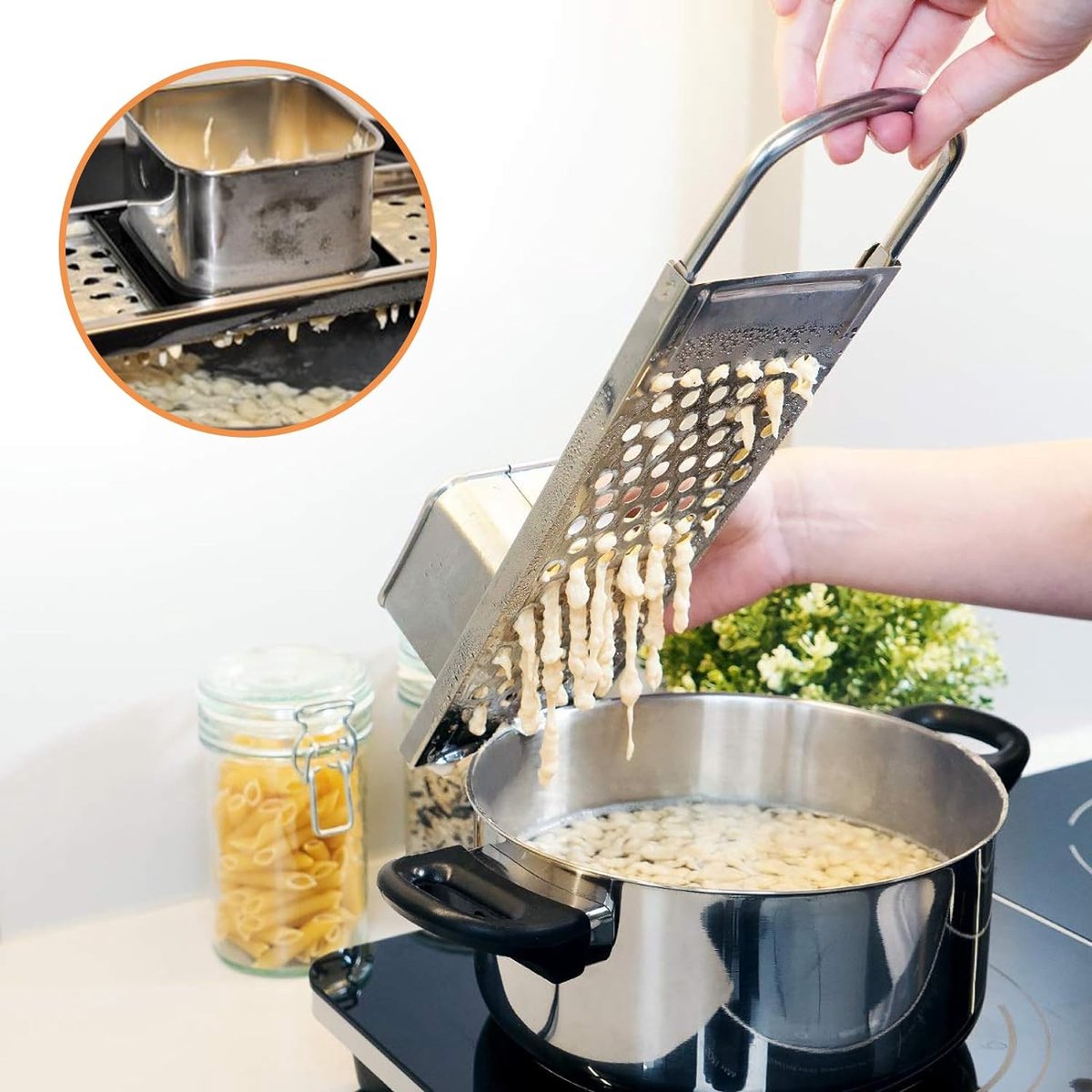 Aardappelpersen & Spätzle Persen Spätzle schraper roestvrij staal Spätzle rasp Spätzle Schaaf Spätzle Rasp Spätzle Schaaf