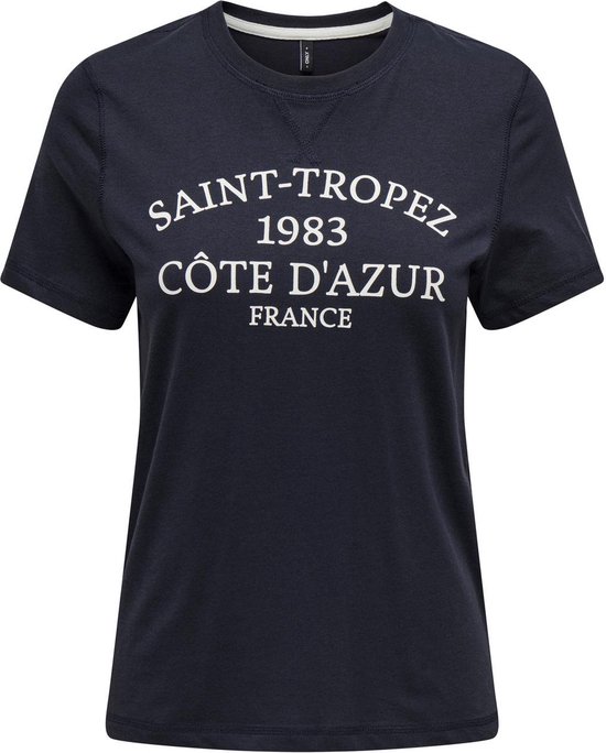 Only T-shirt Onlsinna Life Reg S/s France Top Bo 15320504 Night Sky/ Saint Dames Maat - S