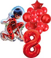 Miraculous Ladybug ballonnen pakket - 8 jaar - 86x55cm - Ladybug Balonnen set - Folie Ballon - Tales of ladybug - Themafeest - Verjaardag - Ballonnen - Versiering - Helium ballon
