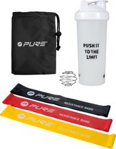 Pure2Improve Shake Cup avec 3 Bandes de résistance - Shaker 700 ml - Bande de résistance - Élastique de Fitness - Set de Bandes de résistance - Wit