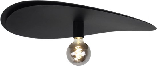 Chericoni Piatto Plafondlamp - 1 lichts - Zwart - 60 cm - Zwart - Ijzer, Metaal - Wandschakelaar - Italiaans Design - Nederlandse Fabrikant.