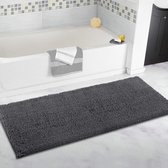 Chenille badmat antislip zachte microvezel badmat met wateropname machine wasbaar 53x120cm antracietgrijs