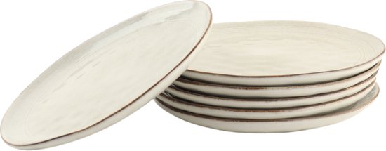 OTIX Ontbijtborden - Bordenset - 12 Persoons - Beige - Dessertborden - 21cm - Keramiek - LILY