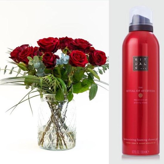 Boeket rode rozen | 50 cm lang boeket rode rozen x rituals ayurveda ...