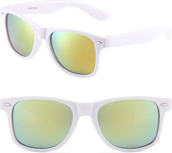 Fako Fashion® - Heren Zonnebril - Dames Zonnebril - Classic - UV400 - Wit Frame - Groen Spiegel van Fako Fashion® — afbeelding 4