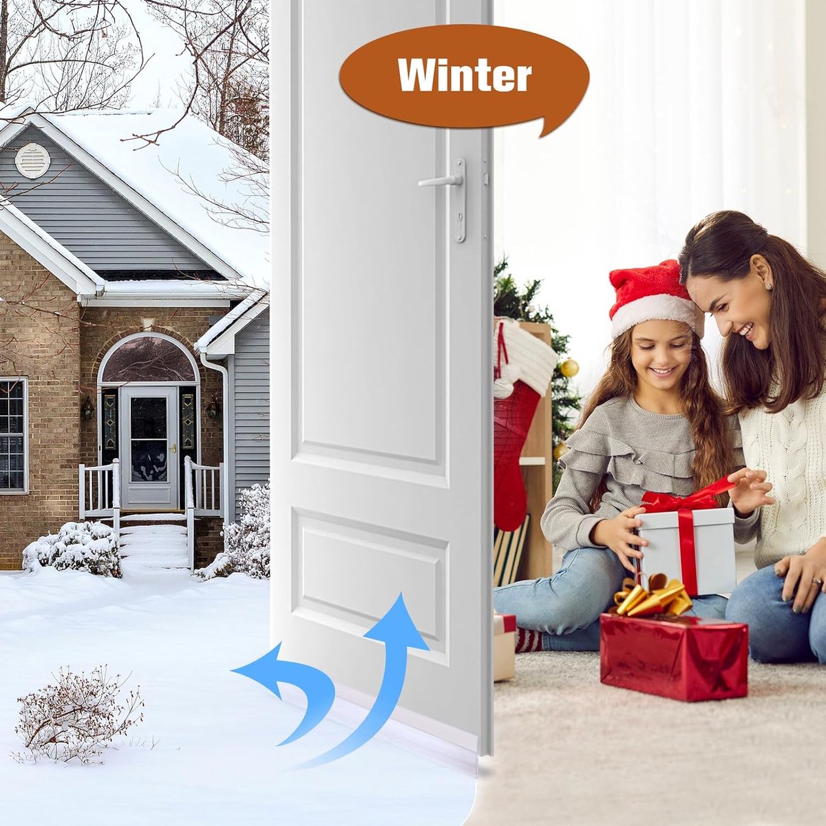 GroTheory Butée De Courant D'air à 2 Portes, Insonorisante Pour Portes, 5,1 Cm De Large X 99,1 Cm De Long (gris