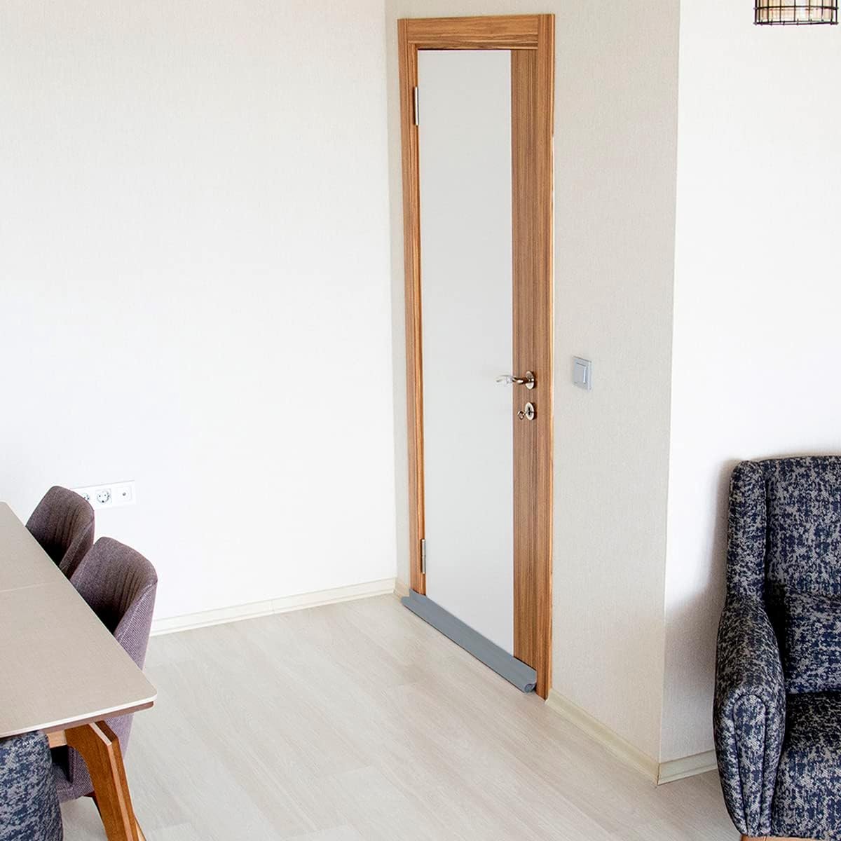 Tochtstopper 90 cm: Koudebescherming onder aan de deur, eenzijdig met zelfklevende afdichting, bescherming tegen tocht en lawaai, weerstrip voor deur seal strip, Antraciet