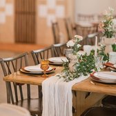 tafelloper van witte kaasdoek, 90 x 400 cm, omvangrijke, lange, rustieke tafelloper van gaas, romantische semi-doorschijnende stof, tafelkleed voor boho-bruiloftsprieel, decor voor verjaardagsfeestje (wit - 3 stuks)