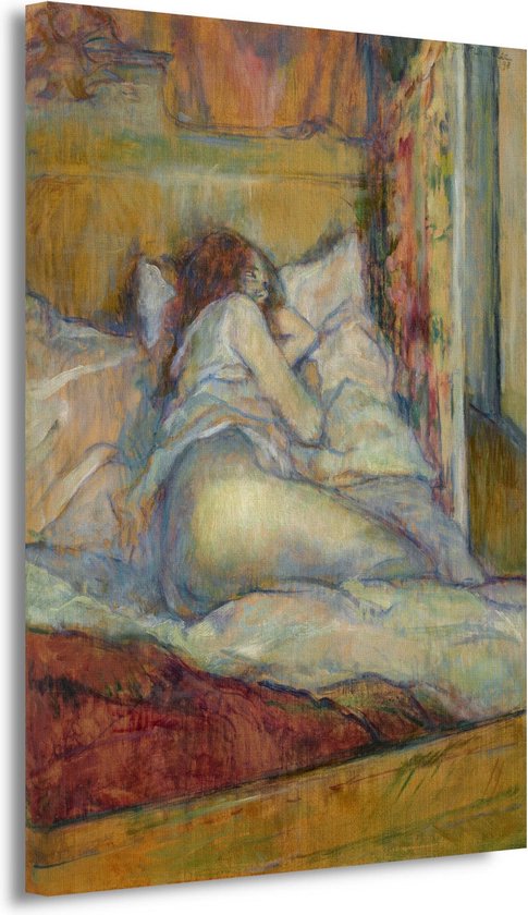 Het bed - Henri de Toulouse-Lautrec wanddecoratie - Vrouw schilderijen - Schilderijen canvas Oude meesters - Wanddecoratie klassiek - Muurdecoratie canvas - Slaapkamer wanddecoratie 100x150 cm