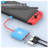 Almas - Nintendo Switch Docking station - Type-C naar USB, HDMI en PD - Blauw en rood