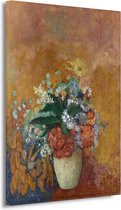 Vaas met bloemen - Odilon Redon schilderijen - Bloemen schilderijen - Schilderijen canvas Natuur - Klassieke schilderijen - Canvas - Kunst aan de muur 60x90 cm