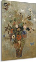 Stilleven met bloemen - Odilon Redon portret - Bloemen schilderij - Muurdecoratie Natuur - Wanddecoratie modern - Canvas schilderijen woonkamer - Kantoor decoratie 50x70 cm