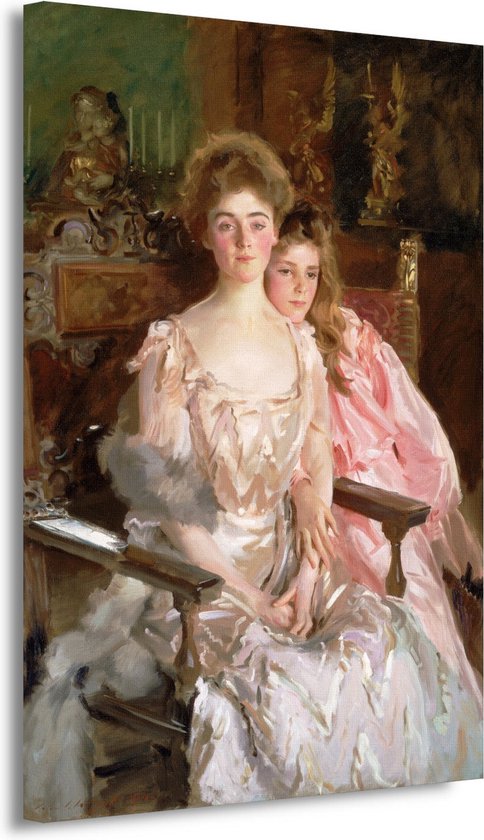 Mevrouw Fiske Warren (Gretchen Osgood) en haar dochter Rachel - John Singer Sargent wanddecoratie - Personen wanddecoratie - Schilderijen canvas Oude meesters - Wanddecoratie modern - Canvas schilderijen woonkamer - Woondecoratie 60x90 cm