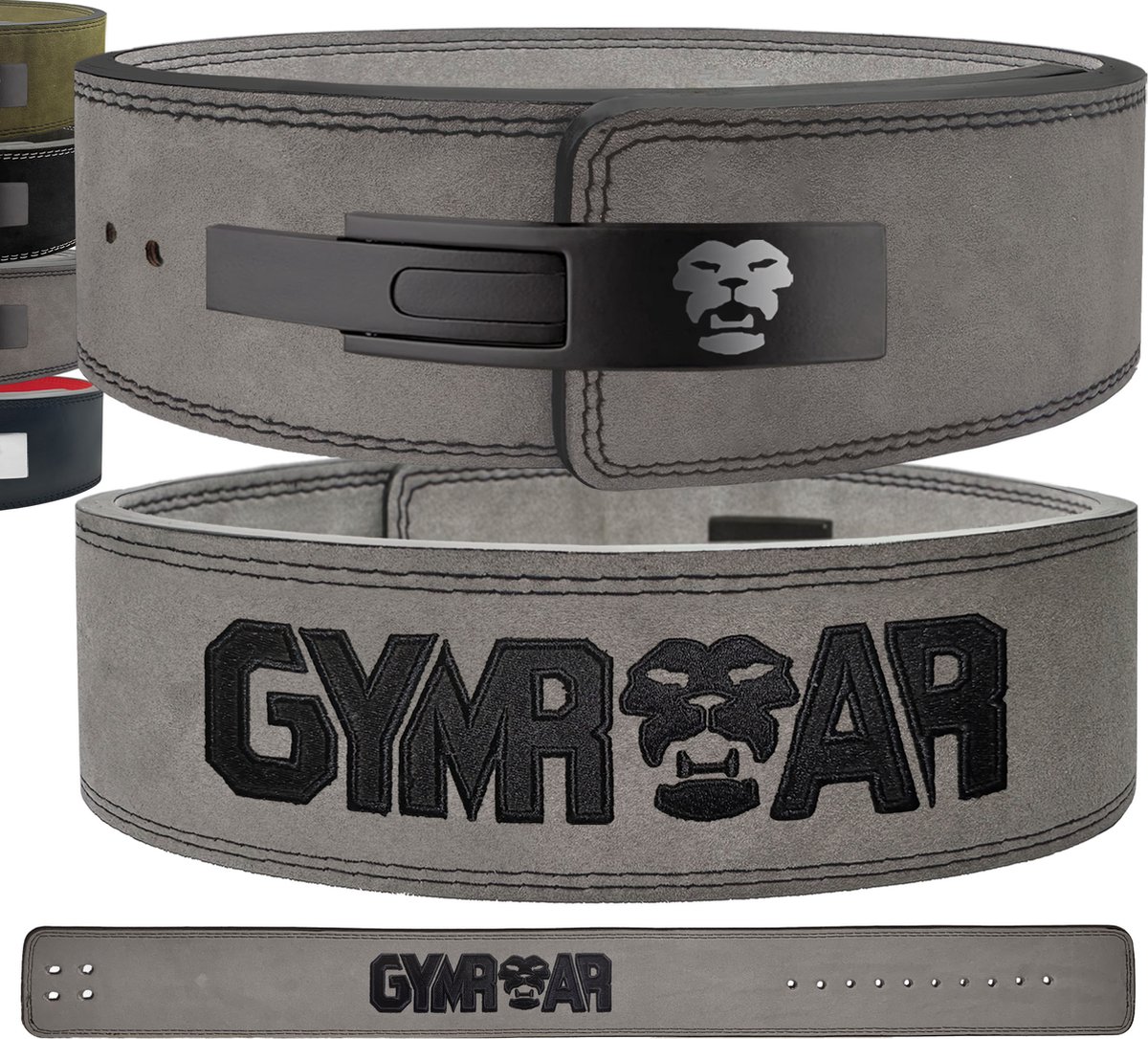 Gymroar Lifting Belt - Powerlift Riem - Lever Belt - Fast Clip Sluiting - Powerlifting - Crossfit - Bodybuilding - Deadlift - Squat - 10MM - Grijs - M - GYMROAR