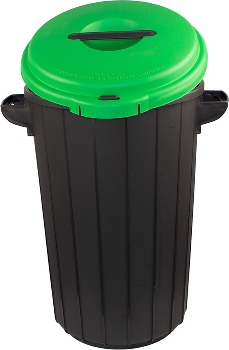 Eco Solution, Prullenbak met Deksel voor Afvalscheiding - 35L – Groen/Geel - Recycle – Afvalbak - Vuilnisbak – Afvalemmer – Afvalscheidingprullenbak – Vuilnisemmer – Sorteerafvalemmer – Kantoor – Keuken - School