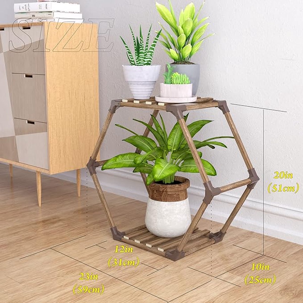 Multifunctioneel plantenrek voor balkon hoek woonkamer kantoor tuin 59 x 25 x 51 cm