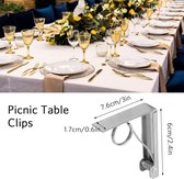 2 stuks tafelkleed clips voor dikke tafels, grote veerbelaste tafelkleed klemmen houders voor banket picknick bruiloft, roestvrij staal 7,6 x 6 cm