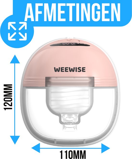 Weewise Milk Elektrische Draadloze Borstkolf - Borstkolf- Elektrische Borstkolf - Handsfree Borstkolf - Borstkolf Electrisch Set - Draadloze Borstkolf - Breast Pump - Draagbaar - Handsfree & Draagbaar - BPA-Vrij - Dubbele Borstkolf - Incl. 4 maten van Weewise — afbeelding 4