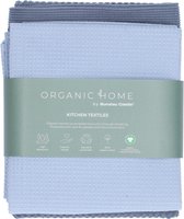 Organic Home Luxe set Theedoek Tundra + Keukendoek Forest Blue GOTS van 65 x 65 cm , Handdoek van 100% biologisch katoen