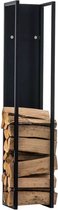 In And OutdoorMatch Staand brandhoutrek Sebastian - 120cm - Zwart Staal - Voor binnen en buiten - Stalen houtopslag