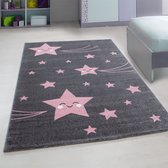 Flycarpets Flycarpets - Kids Kinderkamer Sterren Roze Vloerkleed - 140x200 cm