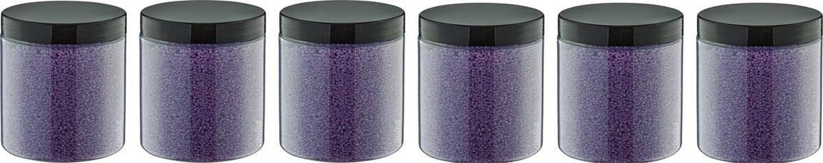 Goedkoopste Badkaviaar Lavendel - 200 gram - Pot met zwarte deksel - set van 6 stuks - bad parels voor in bad