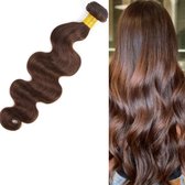 Frazimashop- Braziliaanse Remy weave - 24 inch 60cm golf 100% human hair extensions - chocolade bruin kleur #4 - 1 per bundel - bundel