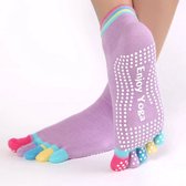 New Age Devi - Yoga sokken met anti-slip - paars met gekleurde tenen - maat 36-40