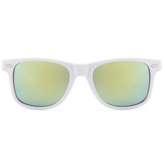 Fako Sunglasses® - Heren Zonnebril - Dames Zonnebril - Classic - UV400 - Wit Frame - Groen Spiegel van Fako Sunglasses® — afbeelding 2