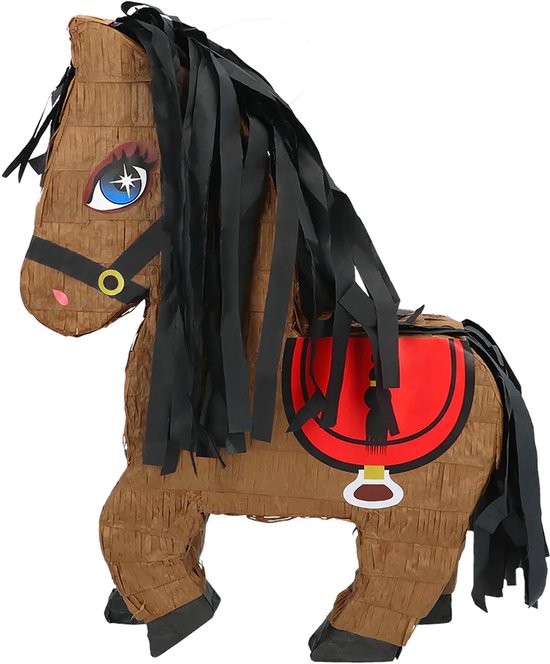 Boland Birthday Pinata Horse - 45 x 33 cm - papier - set avec bâton 54 cm et masque - Fête d'enfants