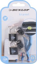 Dunlop Bagagesloten voor reistassen en koffers - 2x stuks - zwart - hangslotjes met sleutel- Handbagage