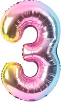 Festivz Gradient Cijfer Ballon 3 - Gradient – 81 CM - Decoratie – Feestversiering – Gradient - Verjaardag - Bruiloft - Feest