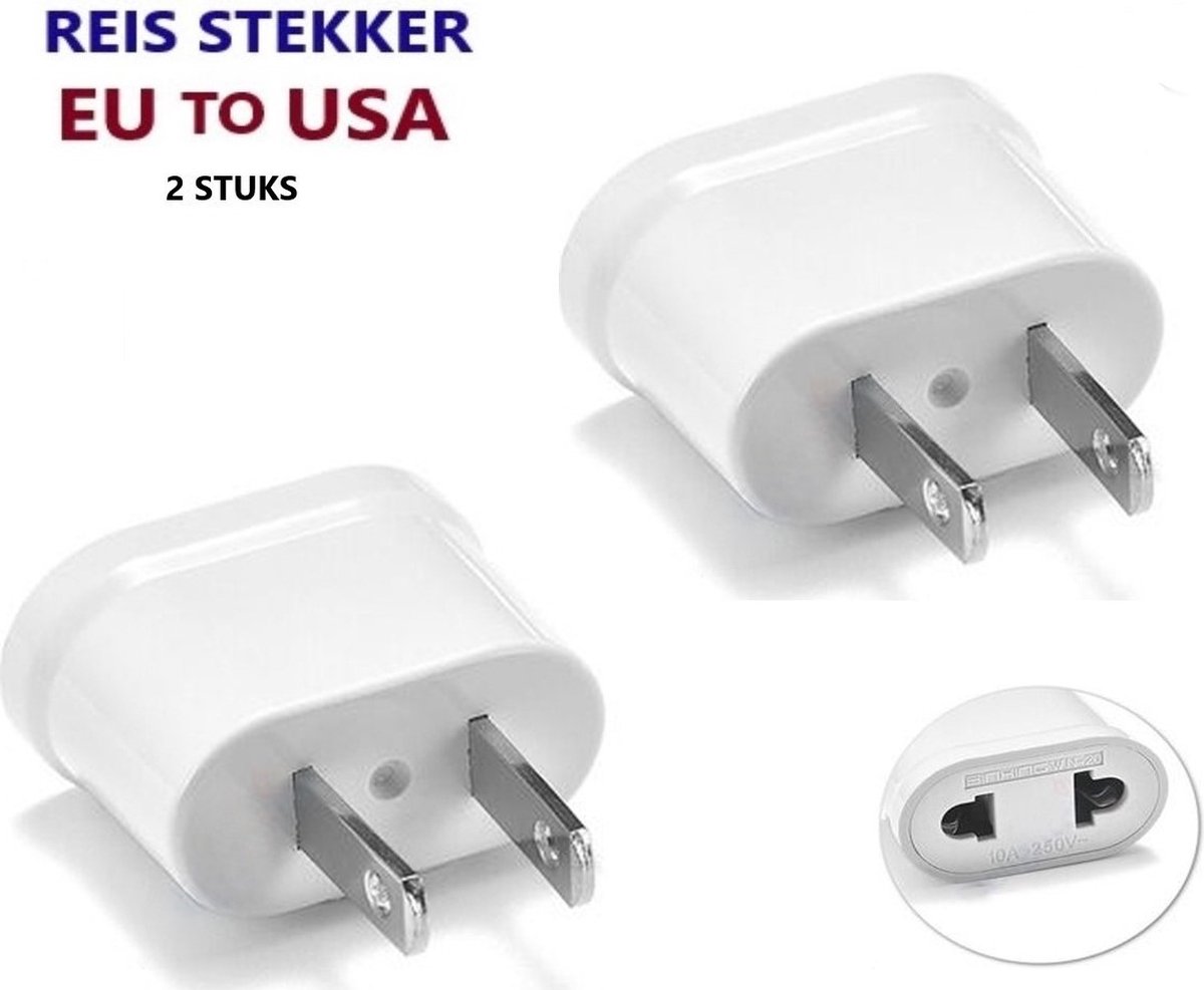 Reisstekker van EU naar VS/USA - 2 Stuks - Wereldstekker - Reis Adapter - Wit -Travel Adapter - America Stekker - Verloop adapter - Wereld Adapter op Prijzenvolger.com