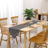 Tafelloper linnen grijs 32 x 275 cm, tafelloper linnenlook hoogwaardige tafelloper effen kleur, modern onderhoudsvriendelijk tafelloper voor eettafel, salontafel, restaurant, decoratie