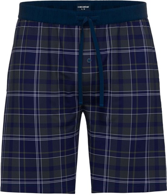 Ceceba heren pyjama- of loungebroek - donkerblauw geruit - Maat: XL