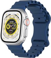 MNCdigi - Ocean zachte siliconen sport band - Navy - Geschikt voor 38mm - 40mm - 41mm Apple Watch - Waterproof zachte siliconen sport Ultra smartwatchband - Voor iWatch series 9 8 7 6 SE 5 4 3 2 1 kleine modellen