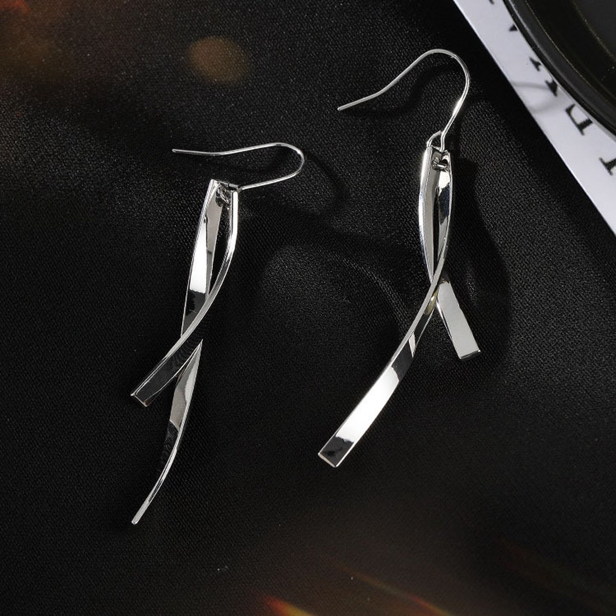 Gading® Dames oorbellen-zilverkleurig lange oorbellen met 2 bogen-62mm