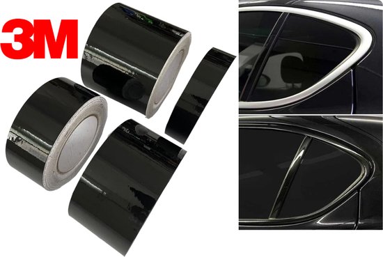 Foto: 3m de chrome chrome delete tape wrap 5meter glans zwart 10cm breed