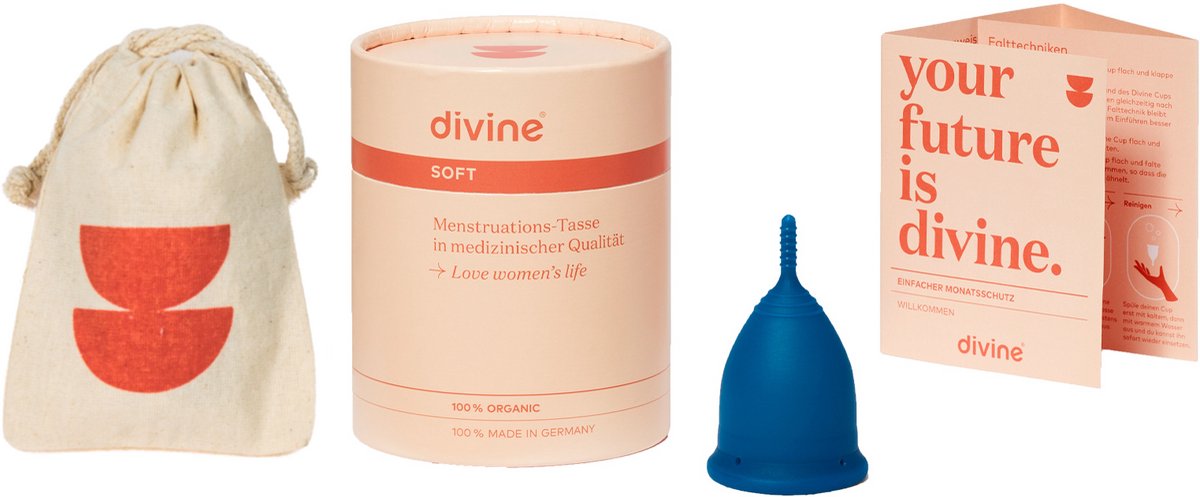 DivineCup Menstruatiecup - Sailor Blue - Maat S - Comfortabel - Betrouwbaar - Geschikt voor jonge mensen